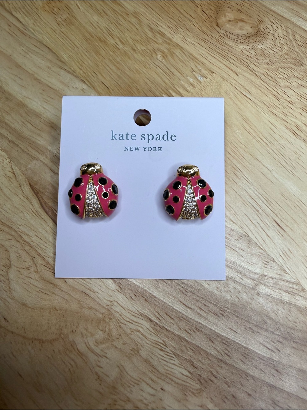 kate spade Pink Ladybug Stud Earrings NWT $79 - Picture 2 of 6